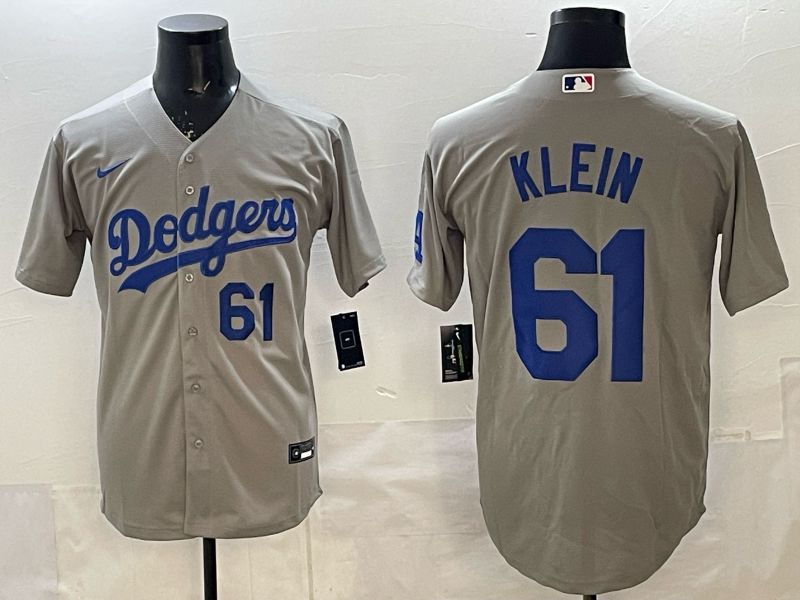 Men 2025 Nike Los Angeles Dodgers #61 Klein Grey Game MLB Jersey 04